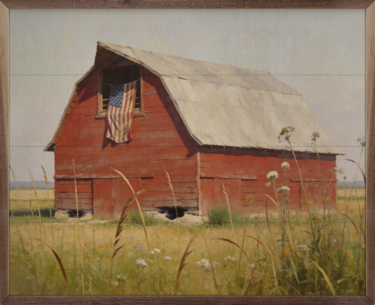 Kendrick Home Walnut Frames Sizes Red Barn Of The Heartland Printed and Framed Wall Sign