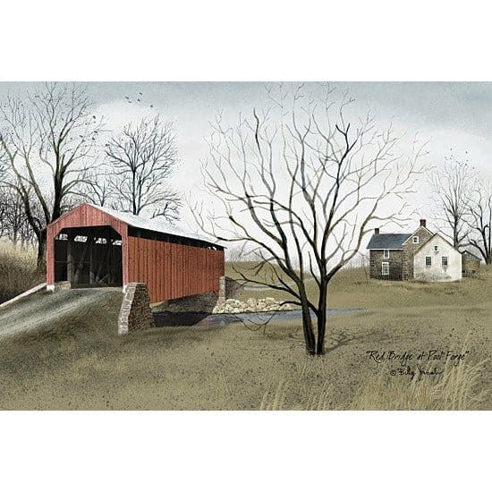 Red Bridge At Pool Forge By Billy Jacobs Art Print - 12 X 16-Penny Lane Publishing-The Village Merchant