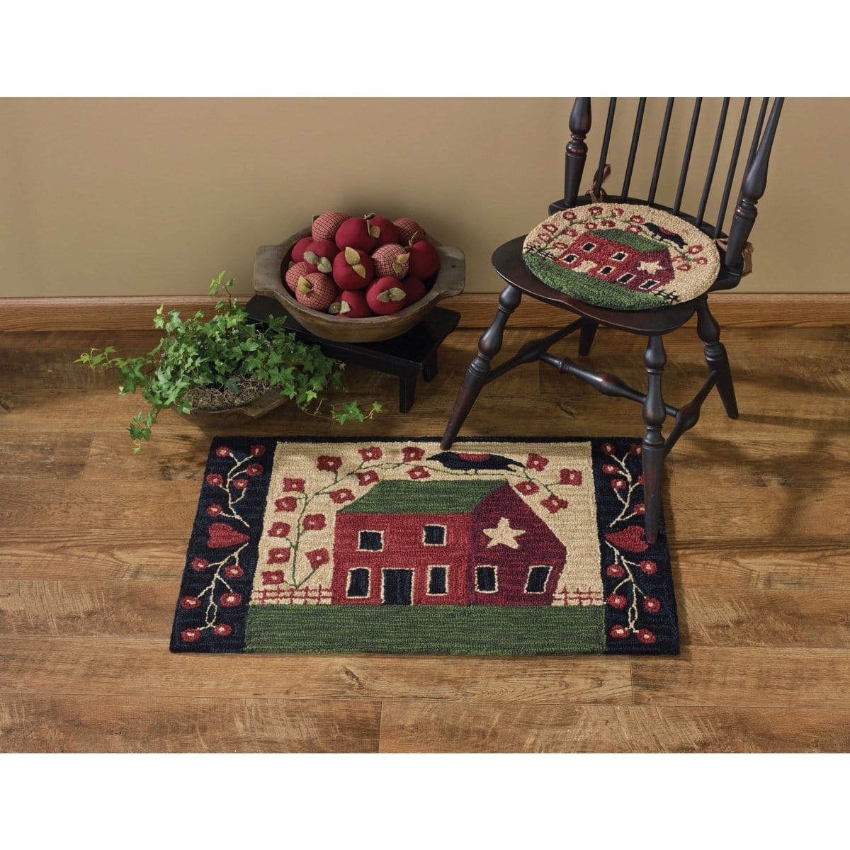 Red House Hooked Chair Pad Round-Park Designs-The Village Merchant