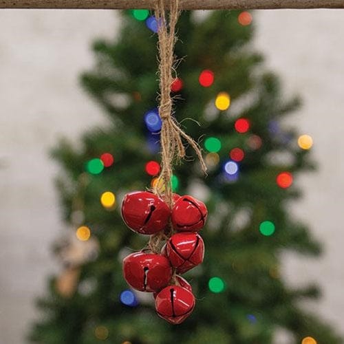 Red Jingle Bell Cluster On Jute Ornament