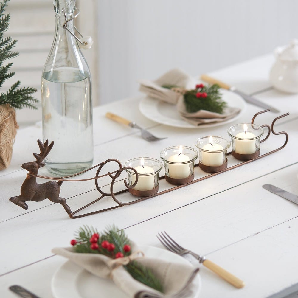 Reindeer and Sleigh Candle Holder For Votive &amp; Tealight Candles-CTW Home-The Village Merchant