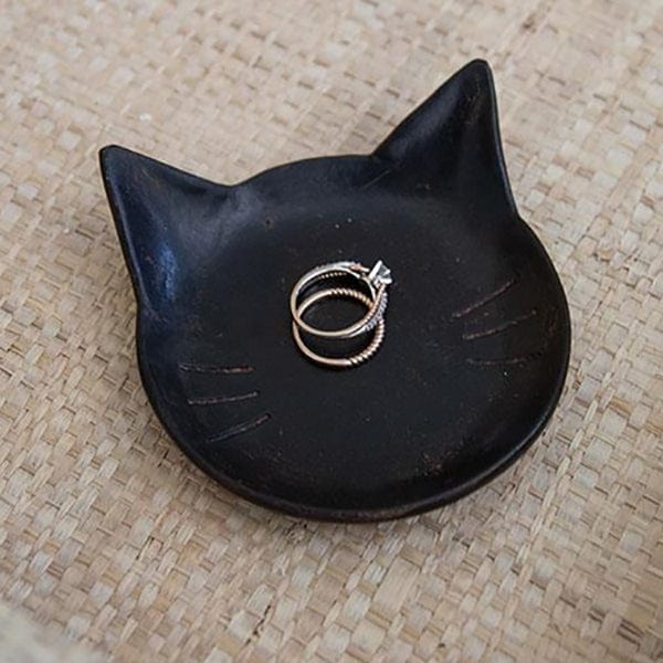 Resin Black Cat Jewelry / Trinket Tray