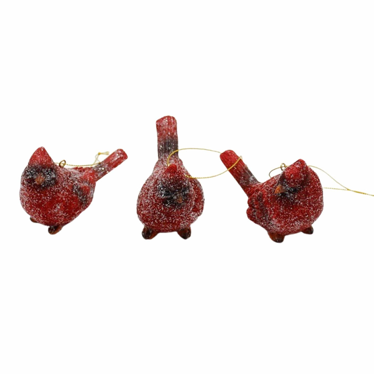 Resin Cardinal Ornament Set of 3 - Assorted