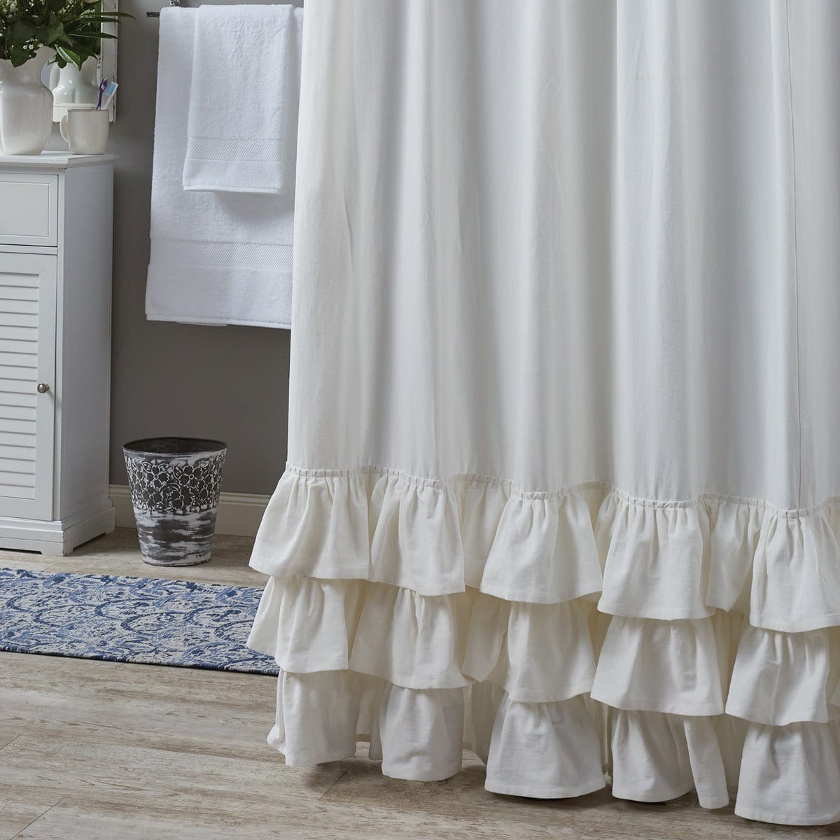 Ruffle in White Shower Curtain-Park Designs-The Village Merchant