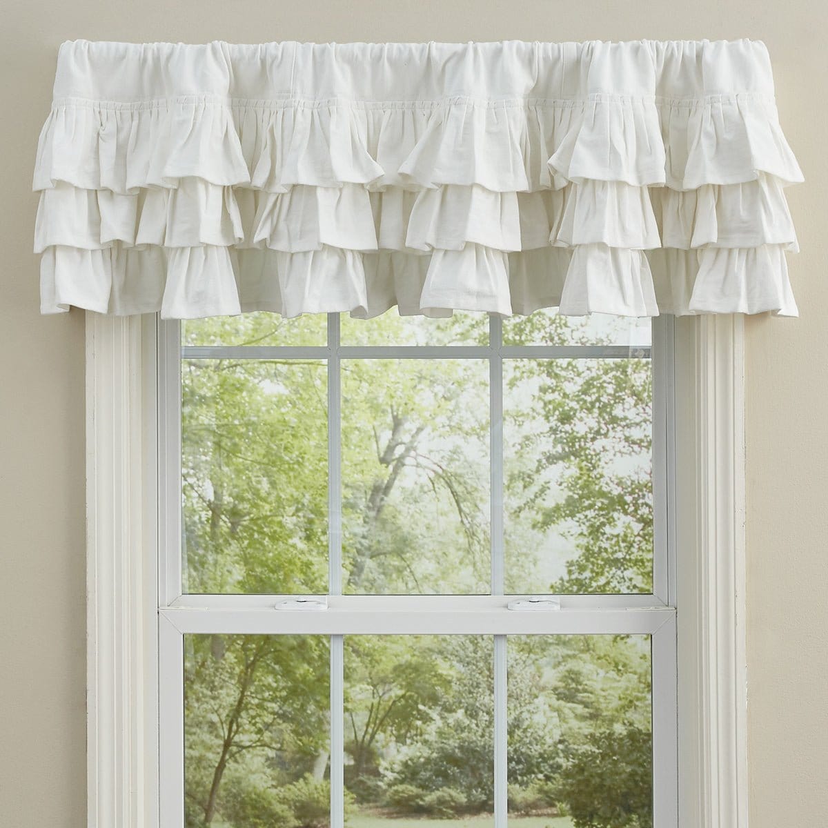 Ruffle in White Valance 60" Wide Unlined-Park Designs-The Village Merchant