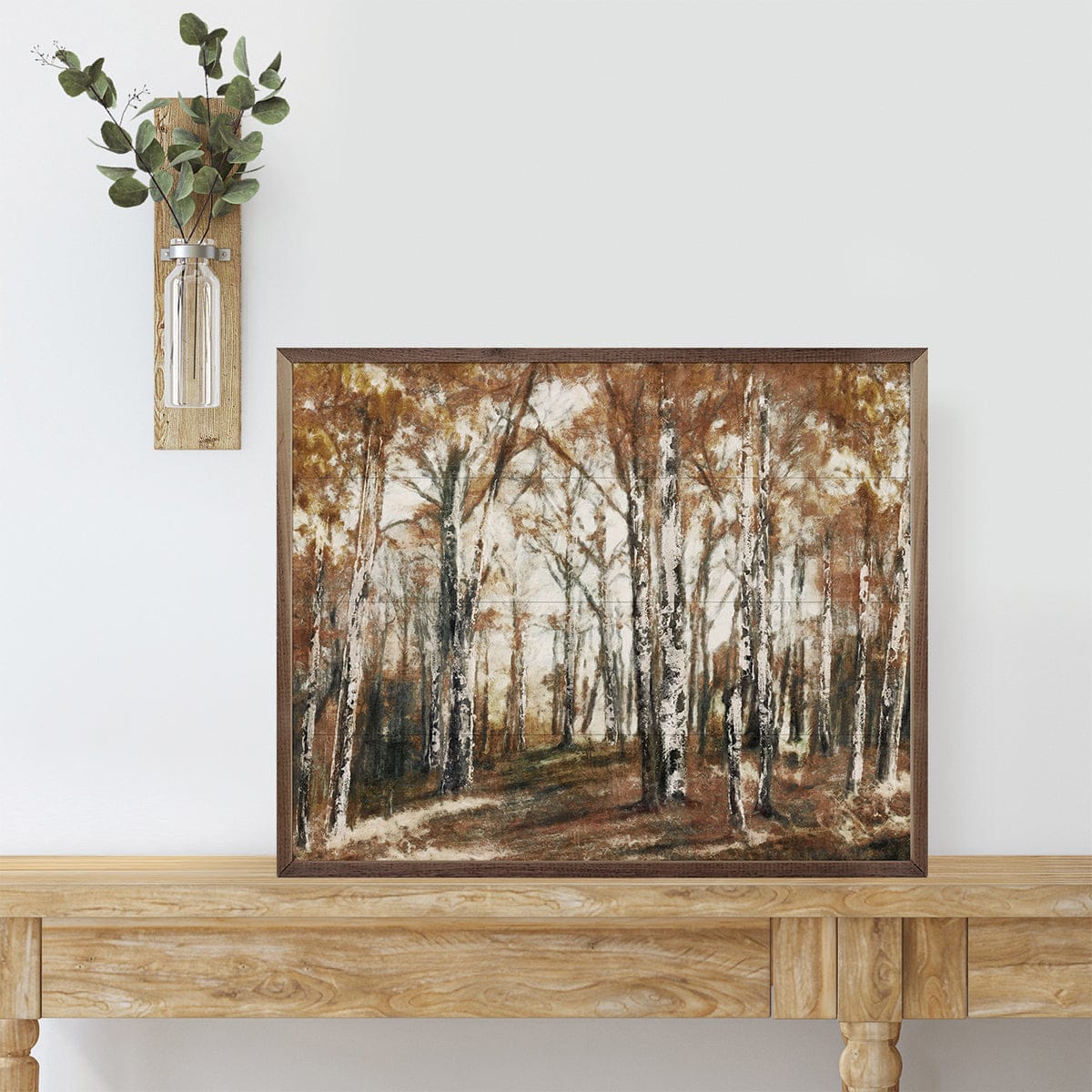 Kendrick Home Walnut Frames Rusted Hearth Birch Trees 1 By Nina Blue Printed and Framed Wall Sign