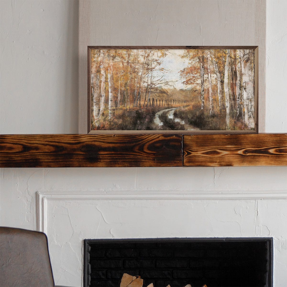 Kendrick Home Walnut Frames Rusted Hearth Birch Trees 2 By Nina Blue Printed and Framed Wall Sign
