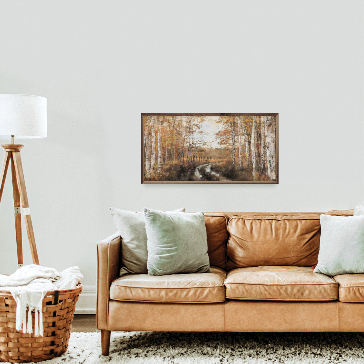 Kendrick Home Walnut Frames Rusted Hearth Birch Trees 2 By Nina Blue Printed and Framed Wall Sign