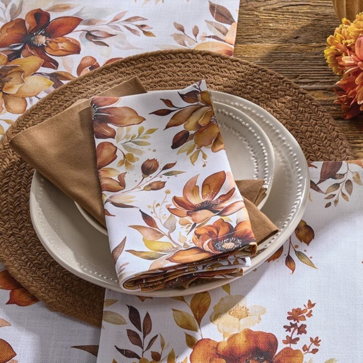 Rustic Blooms Printed Napkin Set of 2