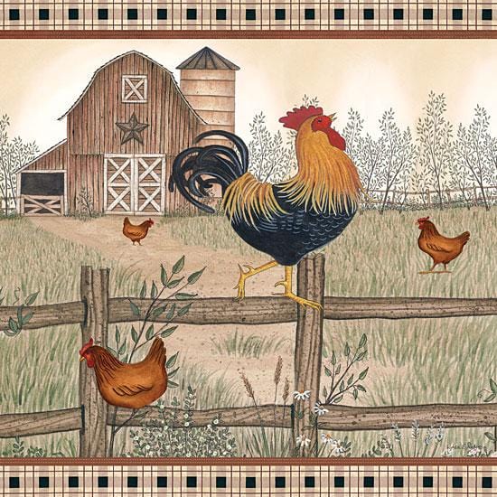 Rustic Farm Rooster By Linda Spivey Art Print - 12 X 12-Penny Lane Publishing-The Village Merchant