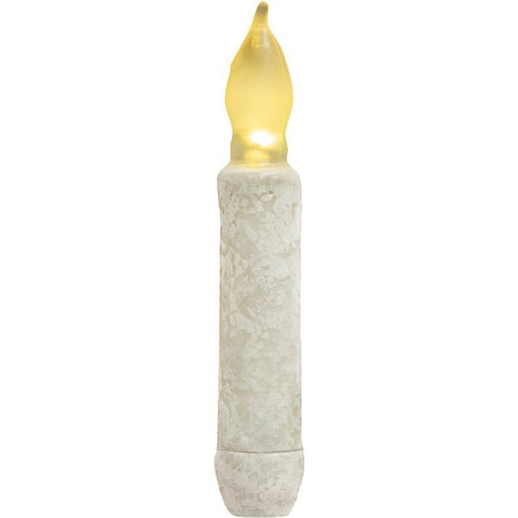 Rustic White LED Battery Candle Light Taper 4&quot; High - Timer Feature-CWI Gifts-The Village Merchant