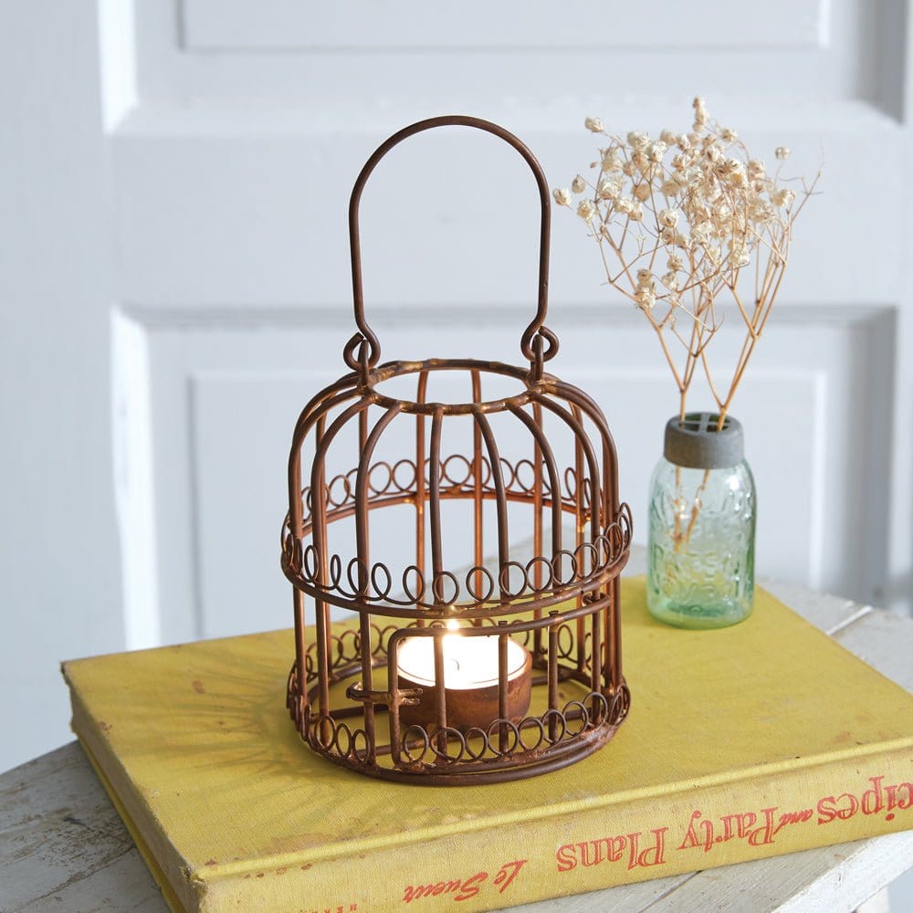Rusty Metal Birdcage Lantern For Tealight Candles-CTW Home-The Village Merchant