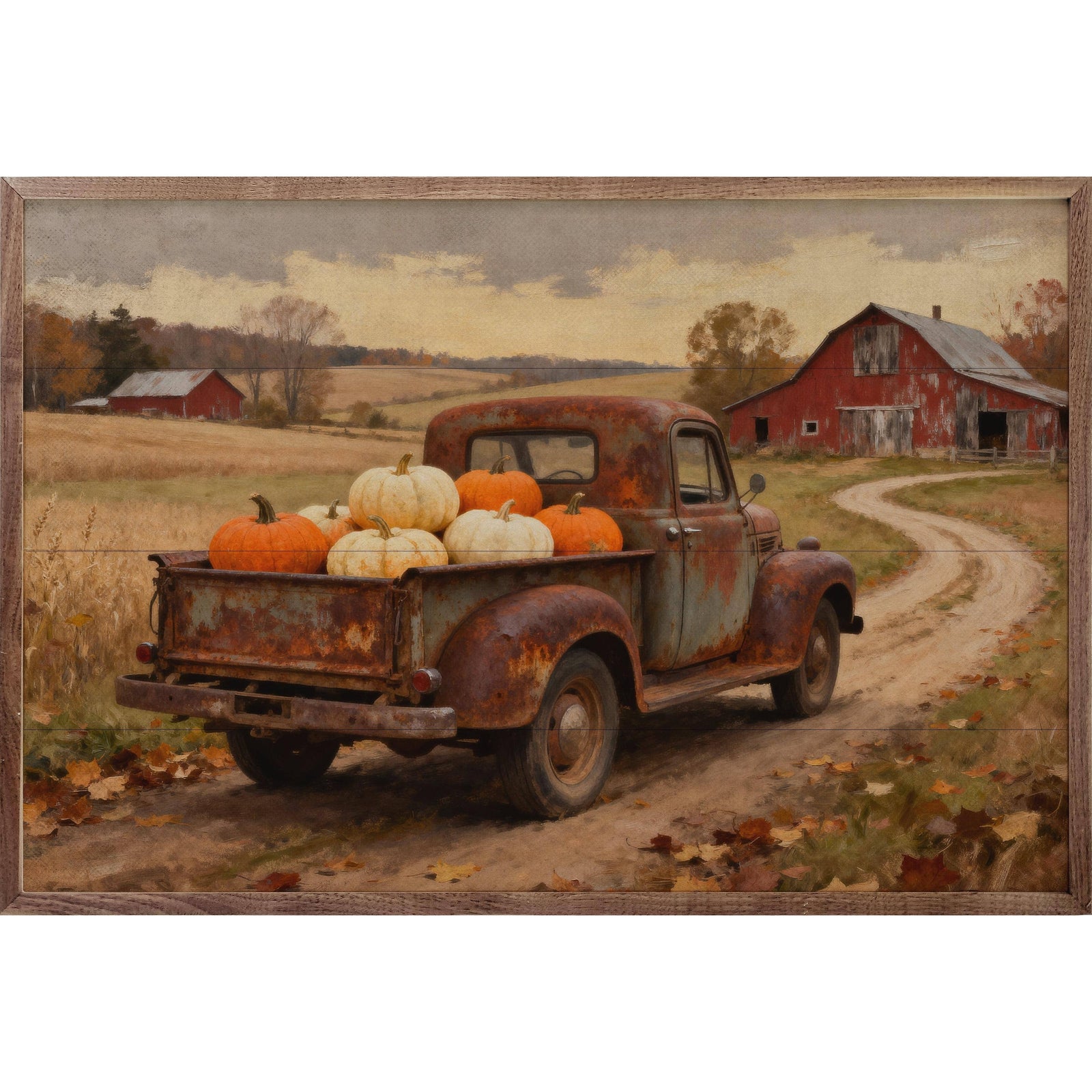 Kendrick Home Walnut Frames 8x5 Rusty Pumpkin Truck Headed Home Printed and Framed Wall Sign
