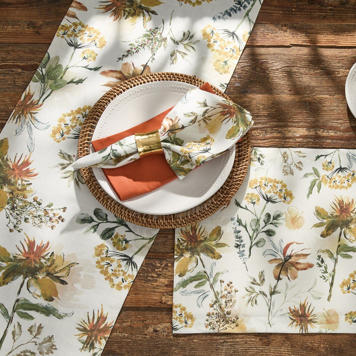 Safflower Printed Table Runner 72" Long
