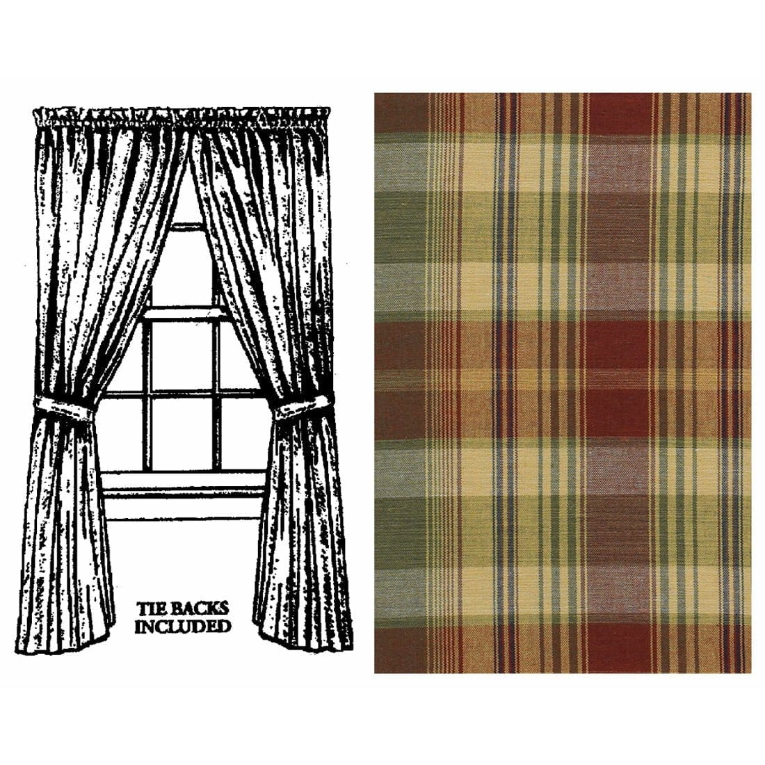 Saffron Panel Pair With Tie Backs 84" Long Lined-Park Designs-The Village Merchant