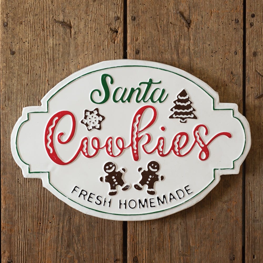 Santa&#39;s Homemade Cookies Embossed Metal Sign-CTW Home-The Village Merchant