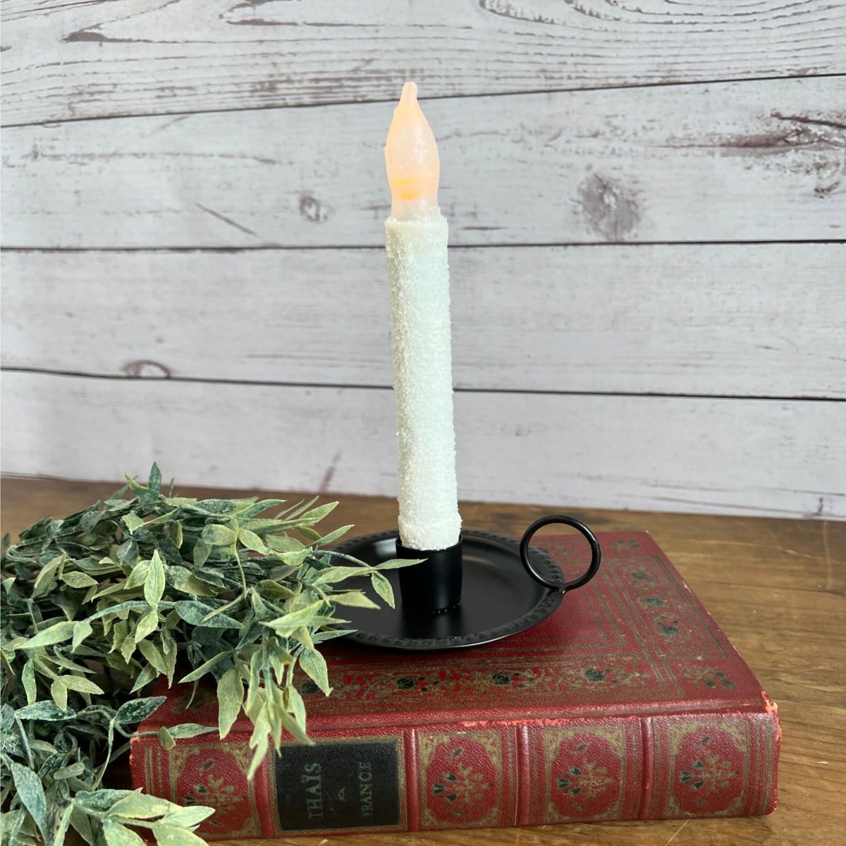 Sarah's Candle Pan In Black Candle Holder For Taper Candles-Pine Creek-The Village Merchant
