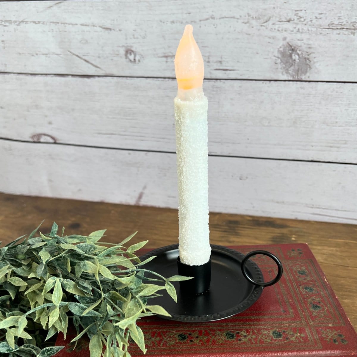 Sarah&#39;s Candle Pan In Black Candle Holder For Taper Candles-Pine Creek-The Village Merchant