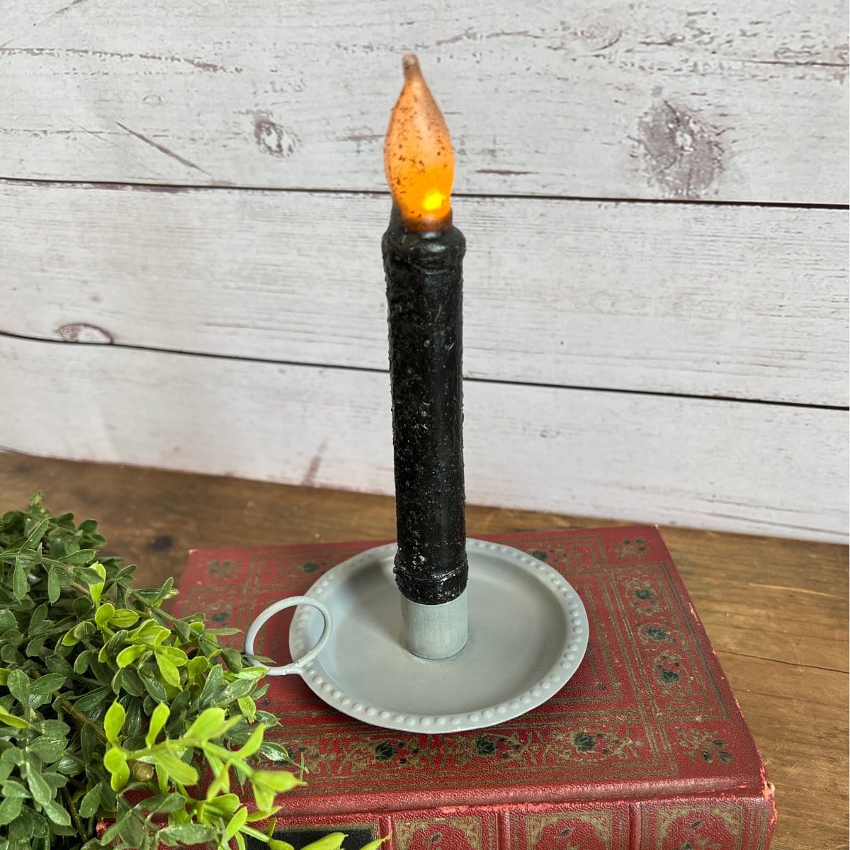 Sarah&#39;s Candle Pan In Gray Candle Holder For Taper Candles-Pine Creek-The Village Merchant