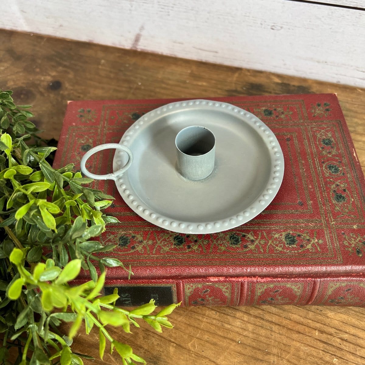 Sarah&#39;s Candle Pan In Gray Candle Holder For Taper Candles-Pine Creek-The Village Merchant