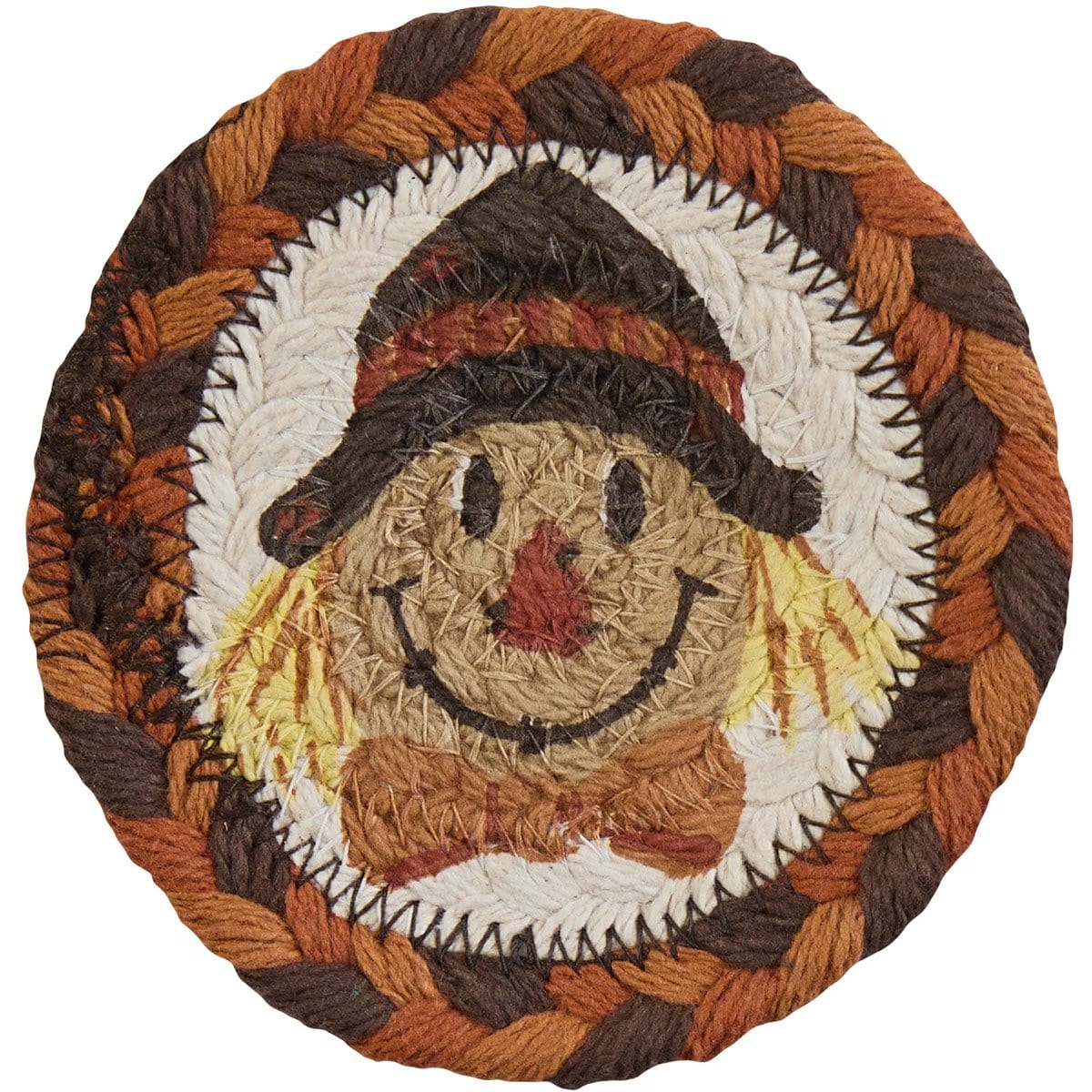 Scarecrow Braided & Printed Coaster Round Set of 4