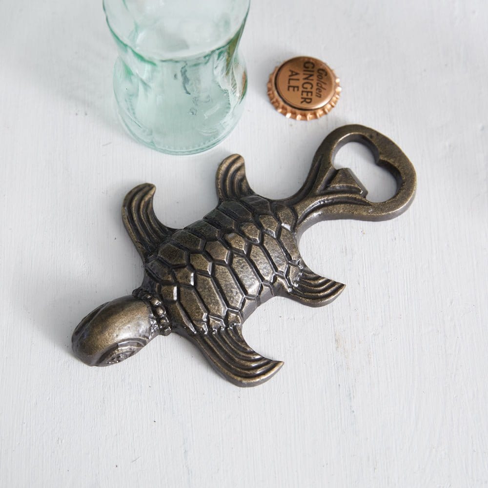 Sea Turtle Bottle Opener Hand Held Cast Iron-CTW Home-The Village Merchant