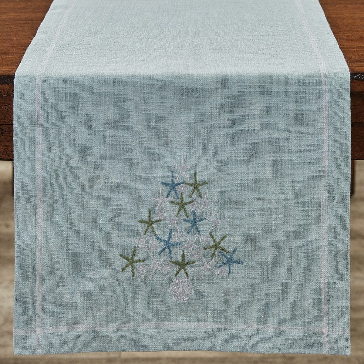 Seas And Greetings Embroidered Table Runner 72" Long