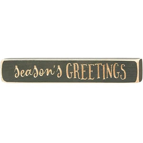 Season's Greetings Sign - Engraved Wood 12" Long-Craft Wholesalers-The Village Merchant