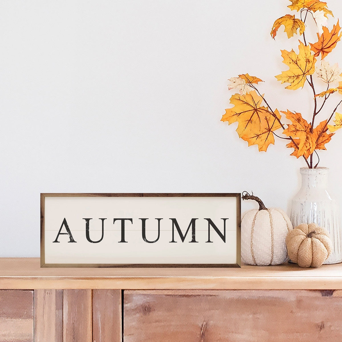 Kendrick Home Walnut Frames Serif Autumn Printed and Framed Wall Sign