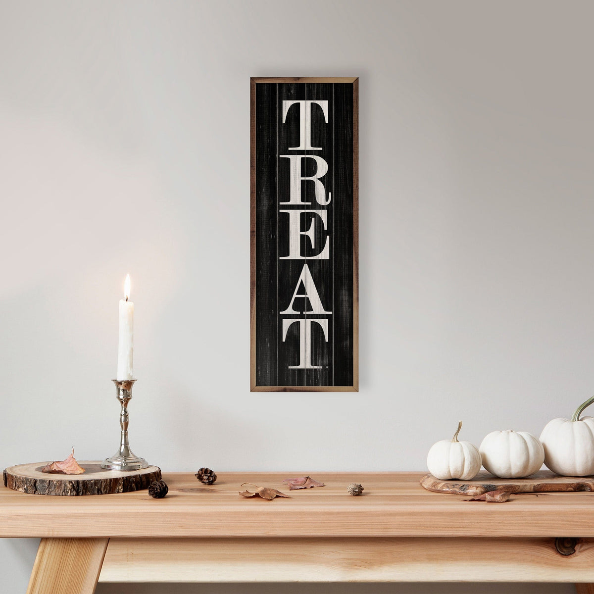 Kendrick Home Walnut Frames Set Treat Black Printed and Framed Wall Sign