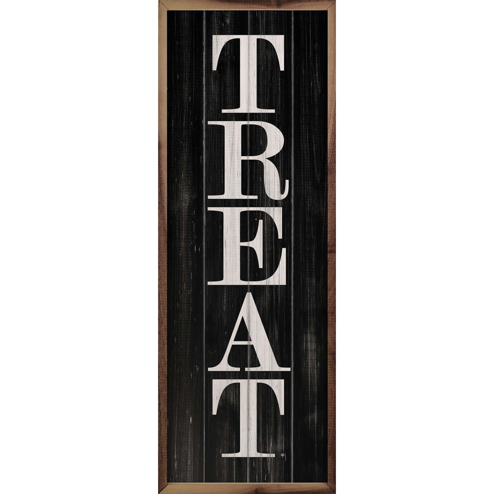 Kendrick Home Walnut Frames 4x12 Set Treat Black Printed and Framed Wall Sign