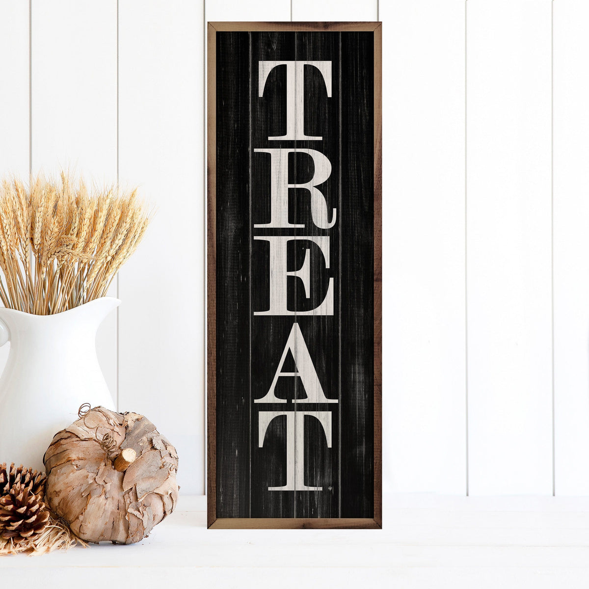 Kendrick Home Walnut Frames Set Treat Black Printed and Framed Wall Sign