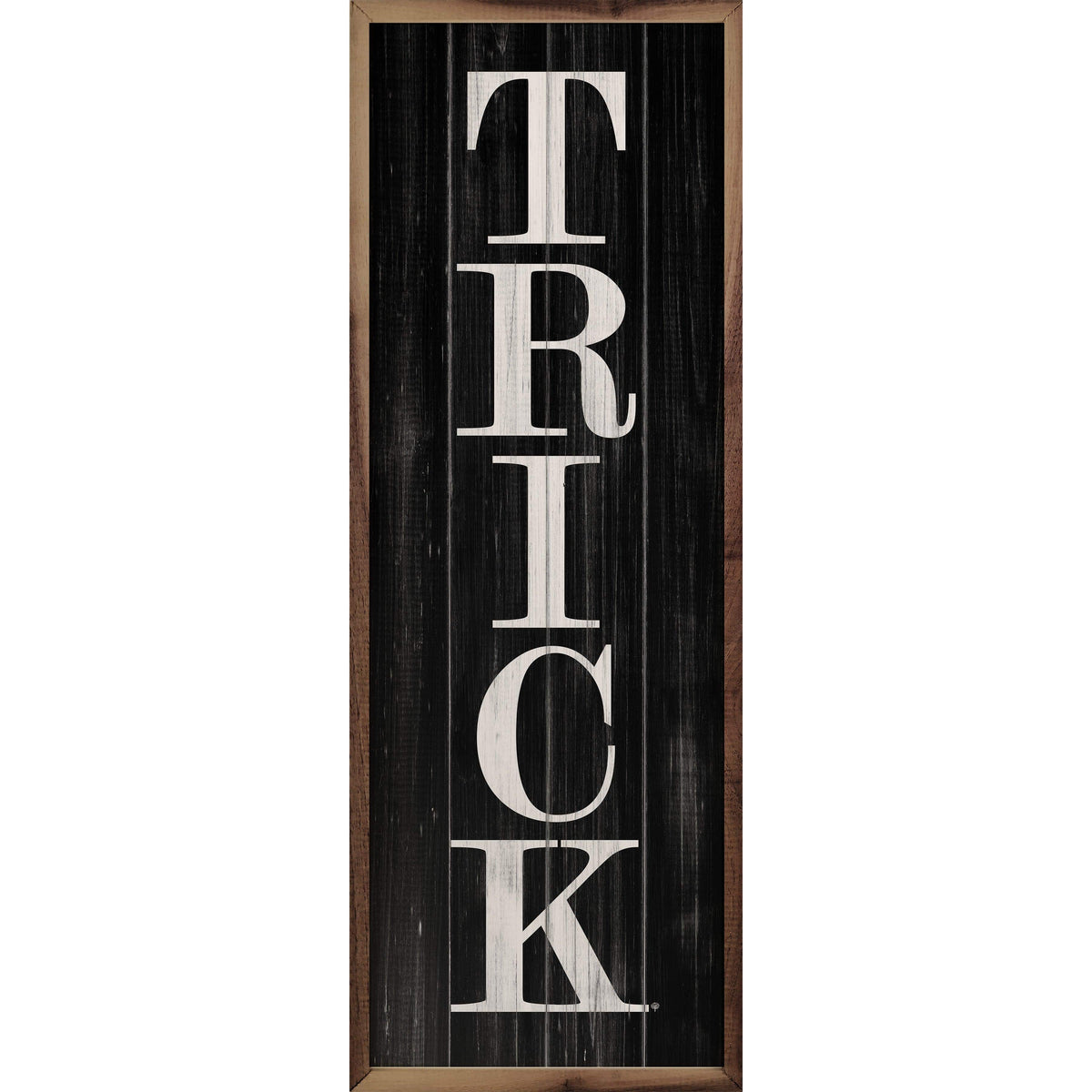 Kendrick Home Walnut Frames 4x12 Set Trick Black Printed and Framed Wall Sign