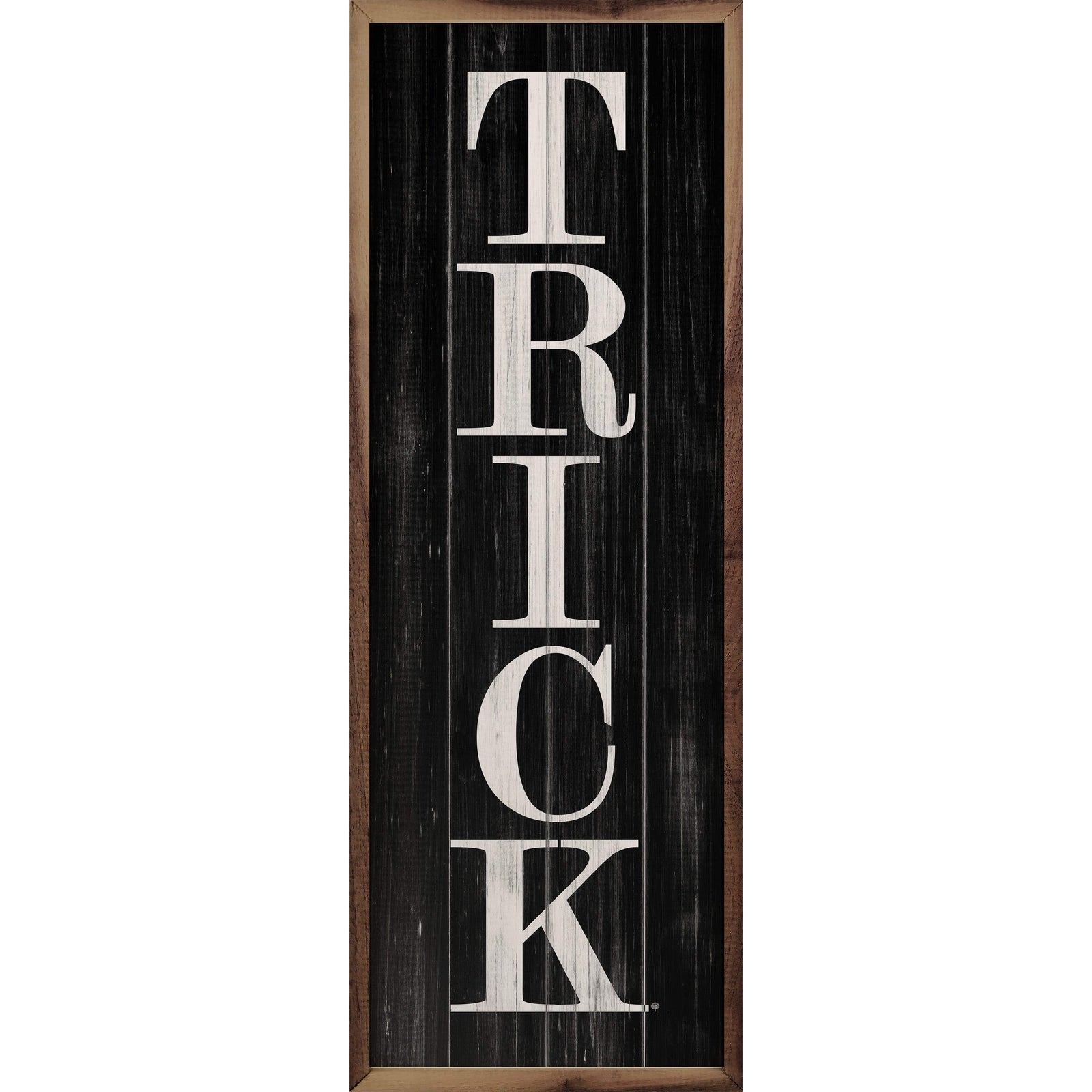 Kendrick Home Walnut Frames 4x12 Set Trick Black Printed and Framed Wall Sign