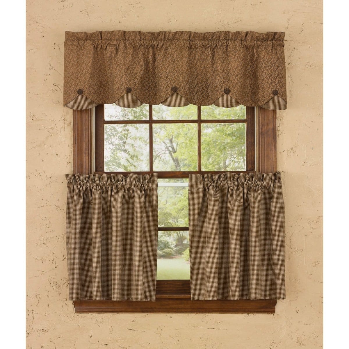 Shades Of Brown Scalloped Valance Lined-Park Designs-The Village Merchant