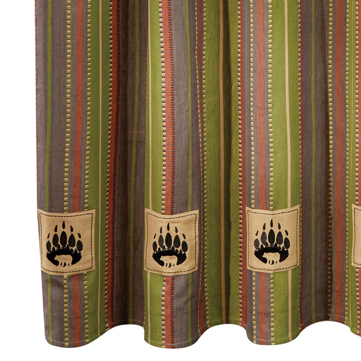 Shenandoah Stripe Bear Patch Shower Curtain-Park Designs-The Village Merchant