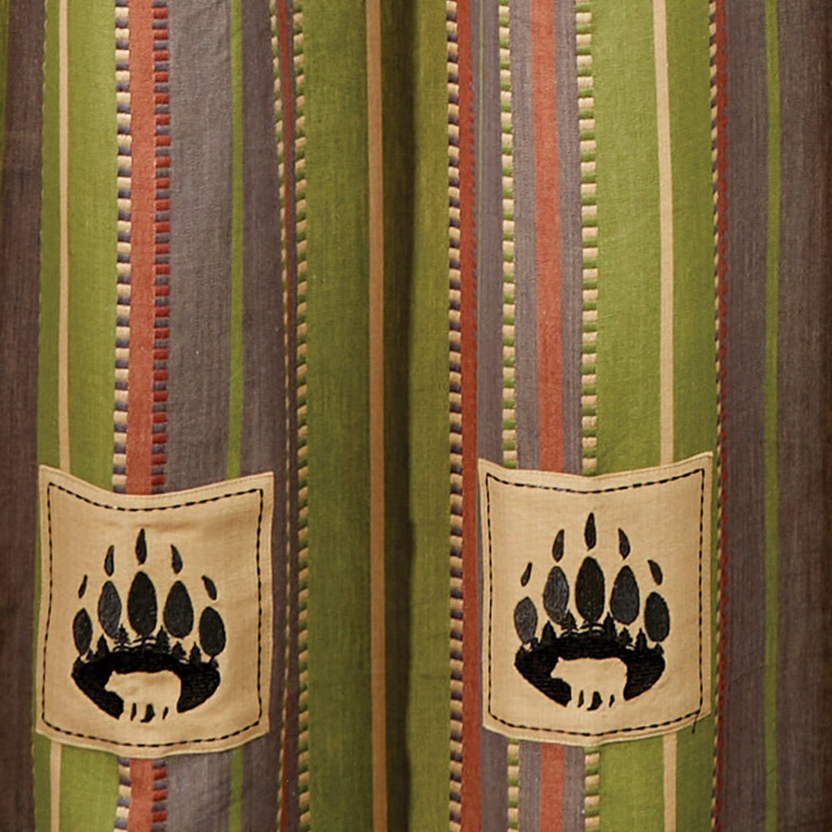 Shenandoah Stripe Bear Patch Shower Curtain-Park Designs-The Village Merchant