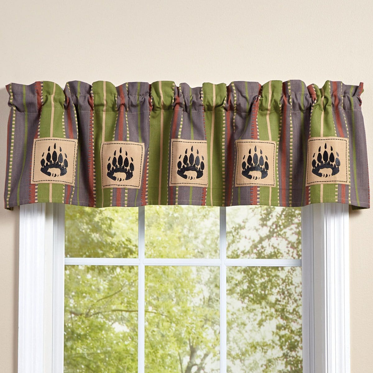 Shenandoah Stripe Patch Valance Lined-Park Designs-The Village Merchant
