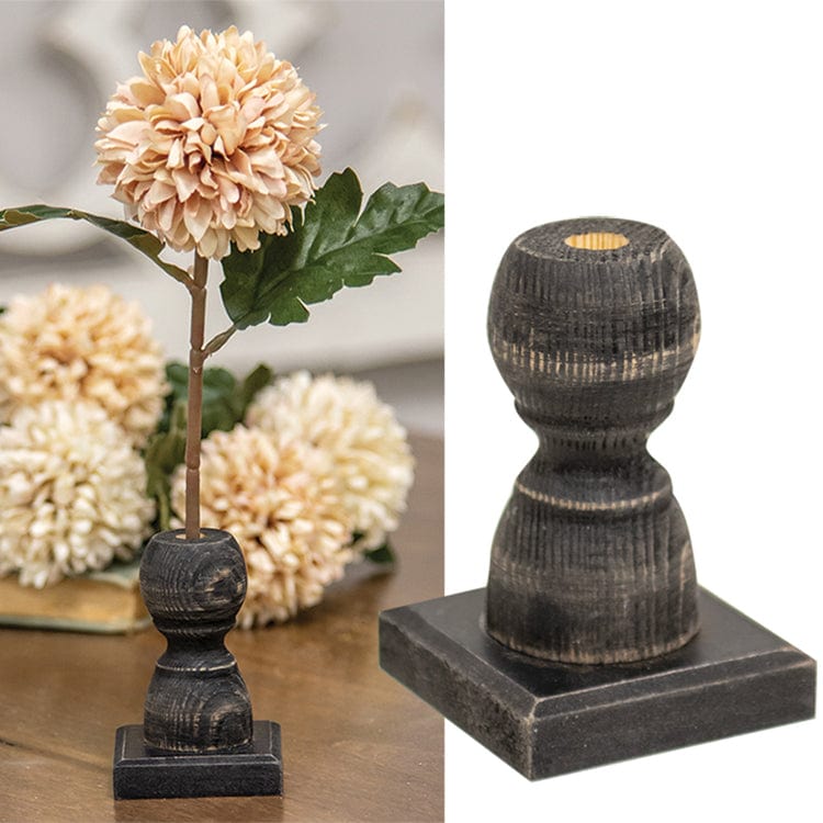 Short Black Wood Spindle Holder for Flowers &amp; Flags