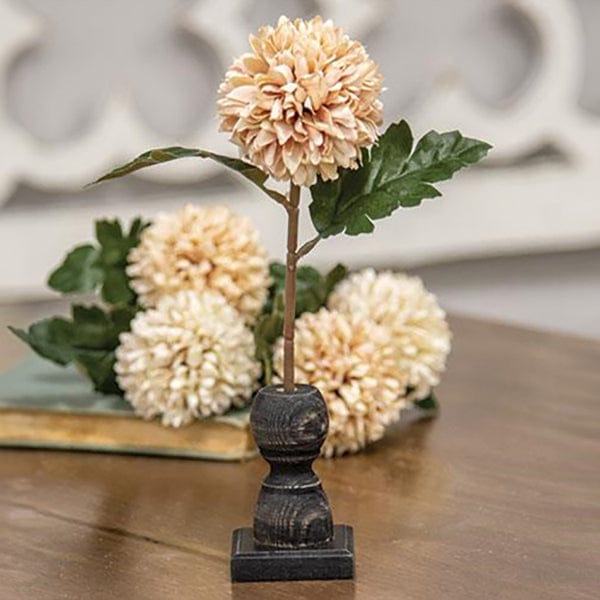 Short Black Wood Spindle Holder for Flowers &amp; Flags