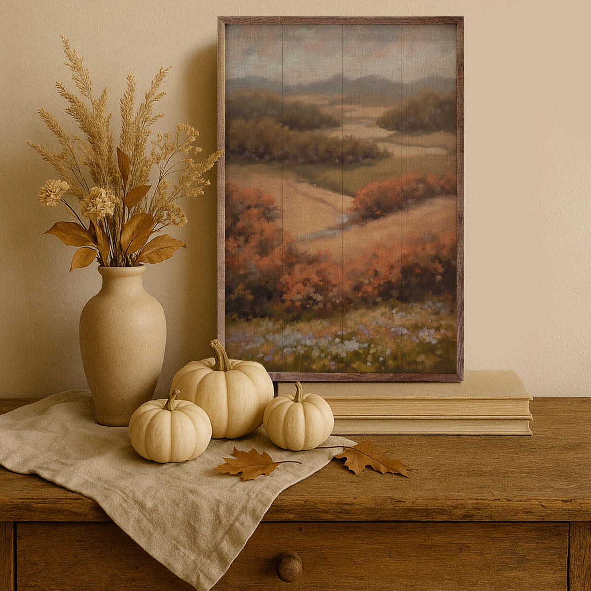 Kendrick Home Walnut Frames Signs Of Fall Printed and Framed Wall Sign