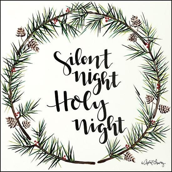 Silent Night Pinecone Wreath By April Chavez Art Print - 12 X 12-Penny Lane Publishing-The Village Merchant