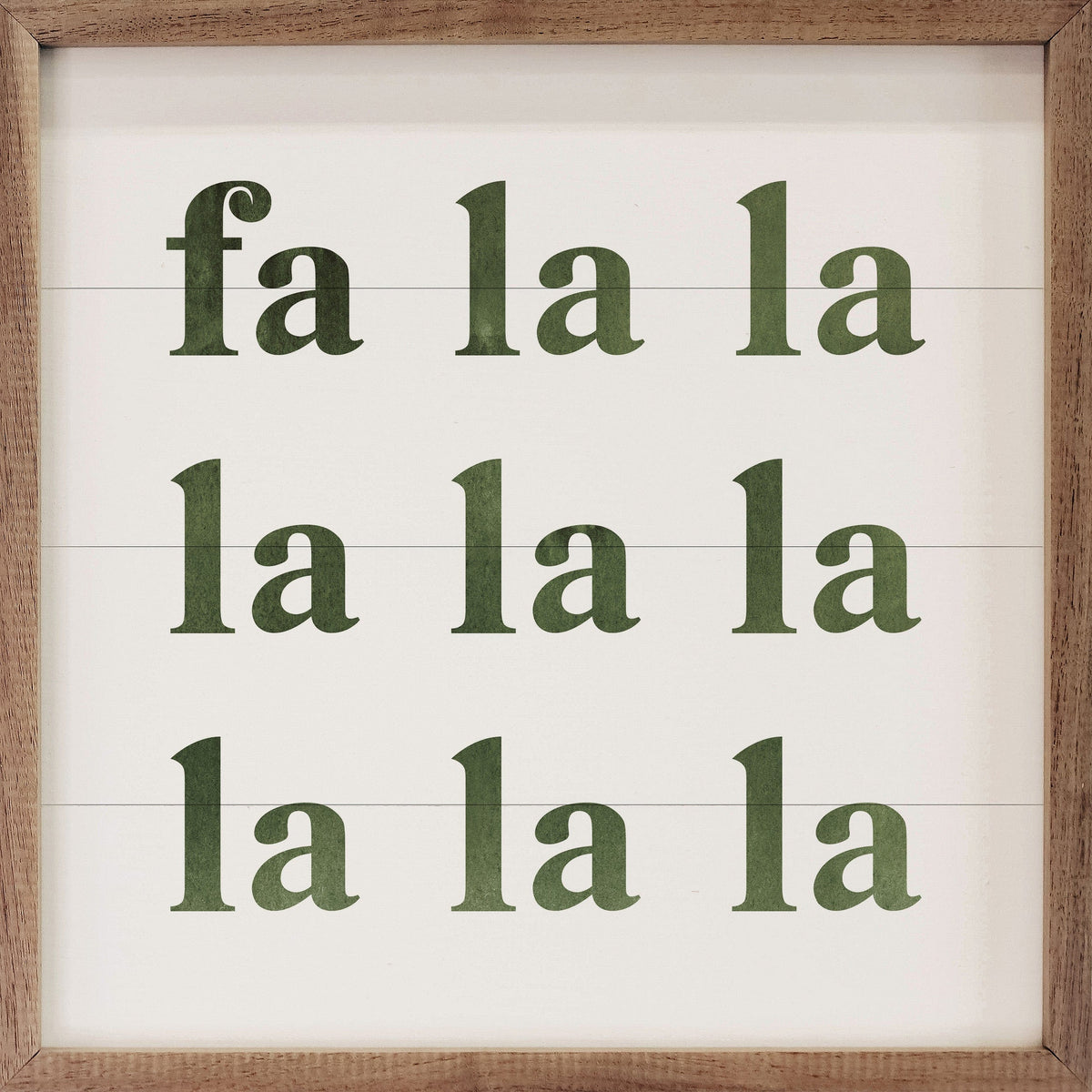Kendrick Home Walnut Frames 4x4 / Green Simple Fa La La Printed and Framed Wall Sign