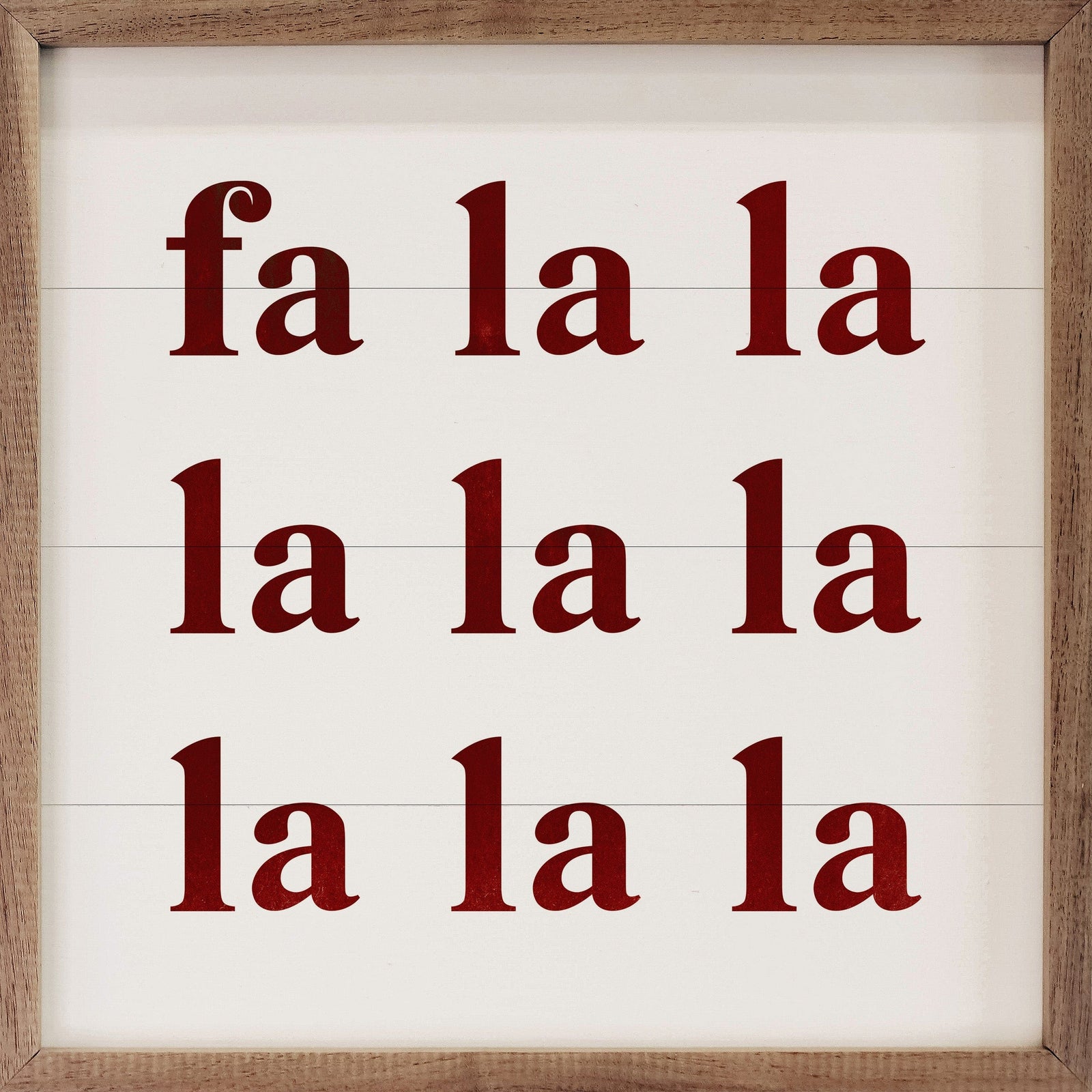 Kendrick Home Walnut Frames 4x4 / Red Simple Fa La La Printed and Framed Wall Sign