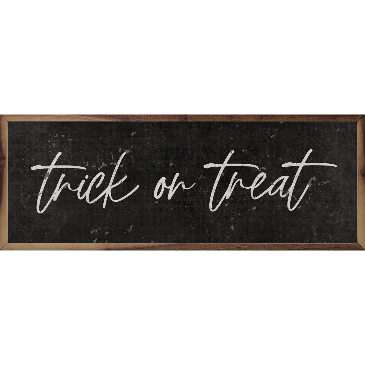 Kendrick Home Walnut Frames 12x4 Simple Trick Or Treat Black Printed and Framed Wall Sign