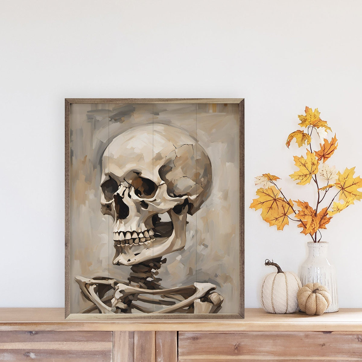 Kendrick Home Walnut Frames Skeleton Portrait Printed and Framed Wall Sign