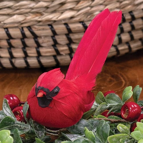 Small Feathered Cardinal Clip Ornament