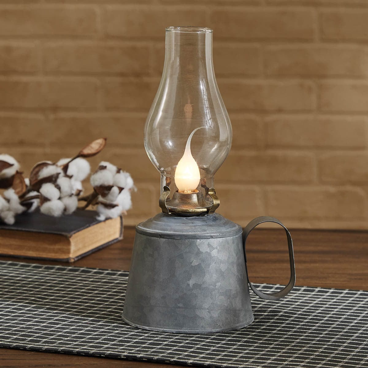 Small Galvanized Oil Lamp Style With Globe Table Lamp