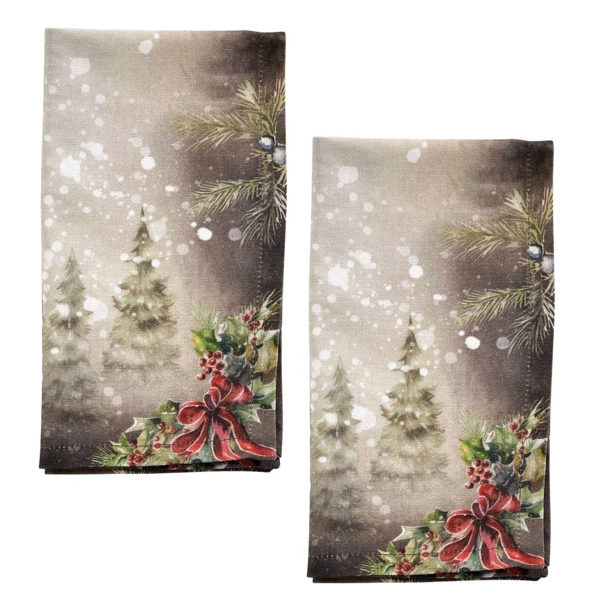 Snow Globe Reindeer Printed Napkin Set of 2