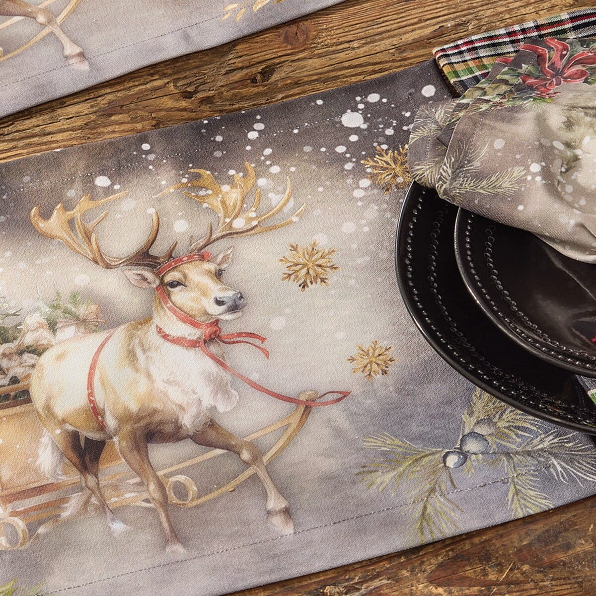 Snow Globe Reindeer Printed Placemat Set of 2